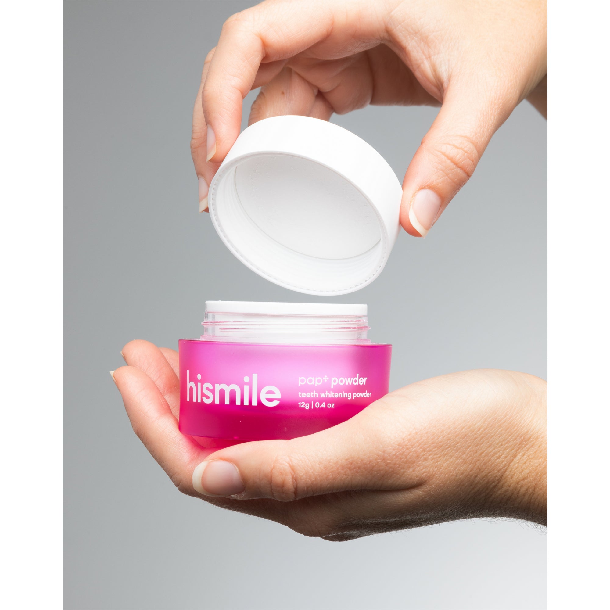 Hismile PAP+ Whitening Powder 12g in hand