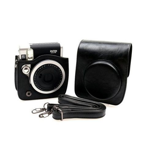 Custodia Per Fujifilm Instax Mini 90 - Rigida In Finta Pelle Nera, Con Tracolla, Protezione Per La Fotocamera - 3