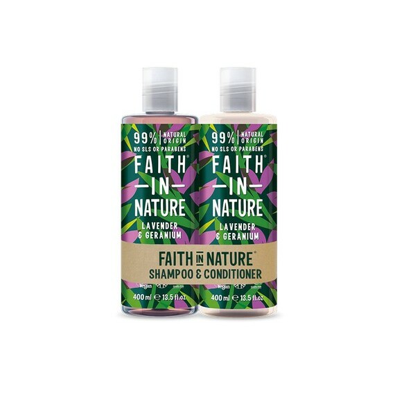 Faith In Natures Lavender &amp; Geranium Shampoo &amp; Conditioner 400ml Banded Pack