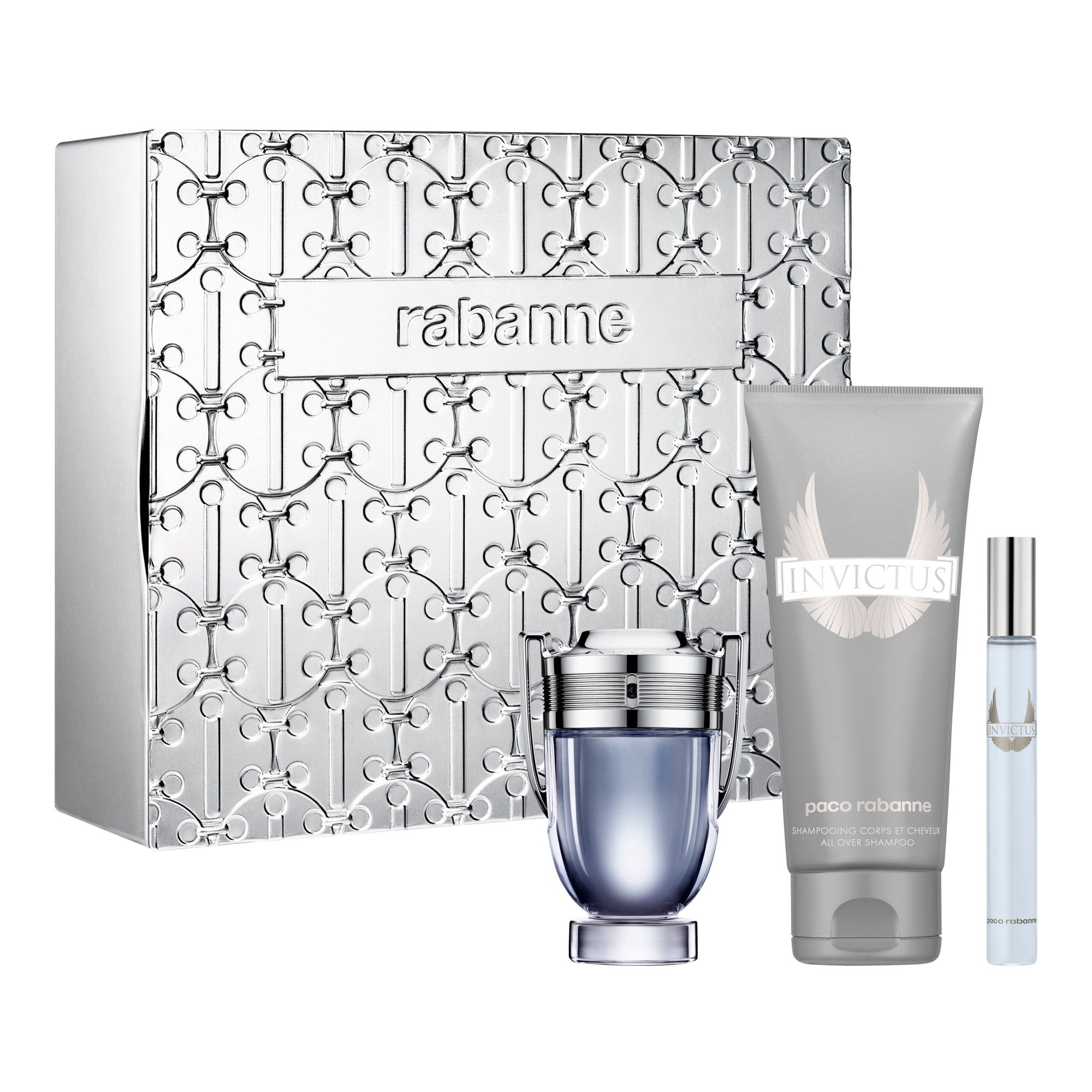 PACO RABANNE INVICTUS EDT 50ML 3 PIECE SET XMAS 2023 products outside of box