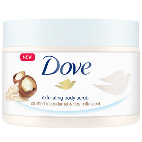 Dove Exfoliating Macadamia &amp; Rice Milk Body Scrub 225ml