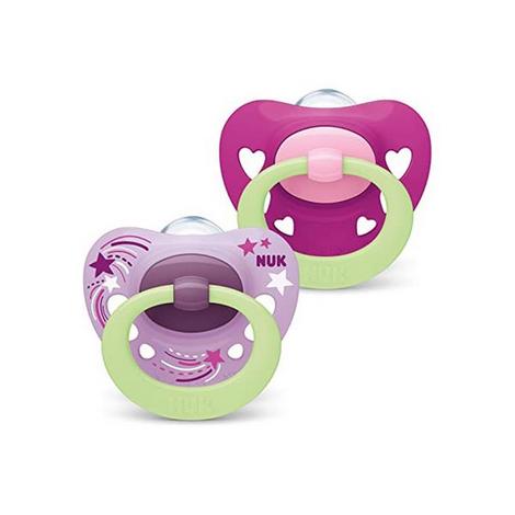NUK Happy Night Boys Silicone Soother Twin Pack Pink