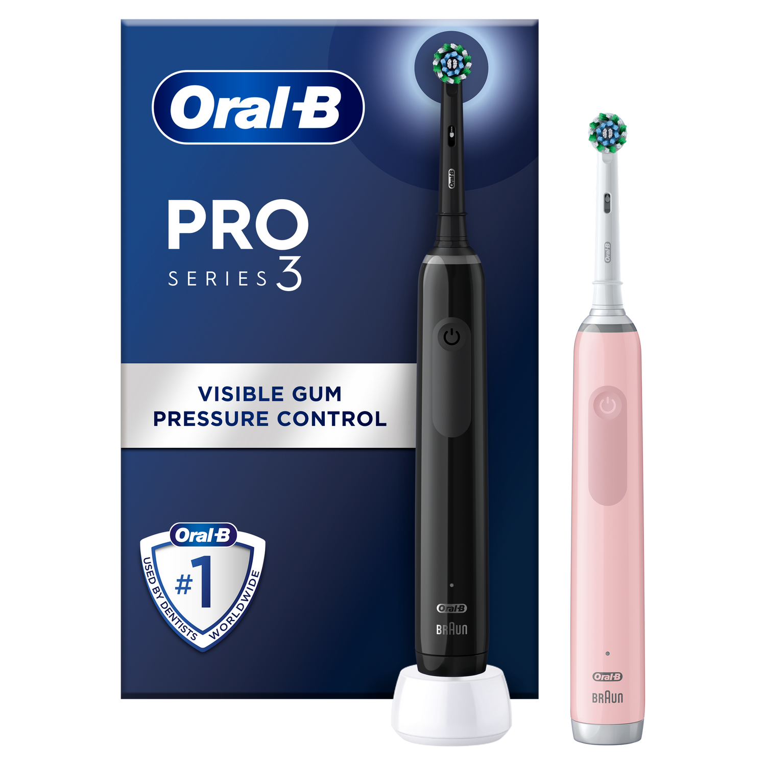 Oral B Pro 3 3900 Black &amp; Pink Duo Toothbrush Set