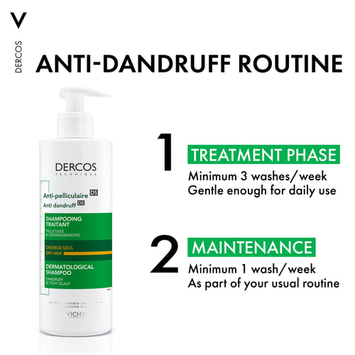 VICHY DERCOS ANTI DANDRUFF SHAMPOO FOR DRY HAIR 390ML Routine