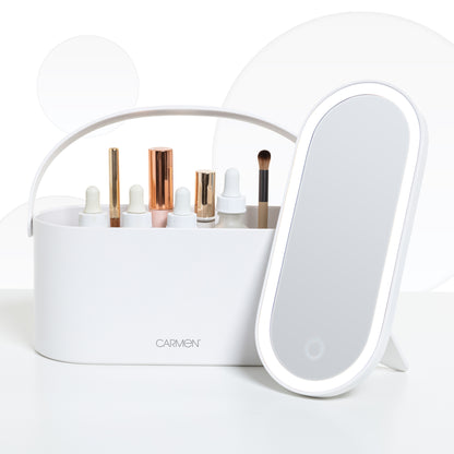 Carmen Cosmetic Storage With Led Mirror White Packshot
