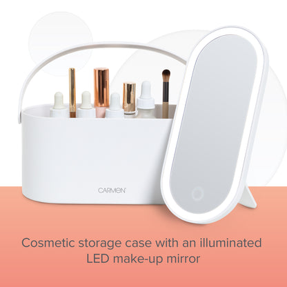 Carmen Cosmetic Storage With Led Mirror White packshot 3