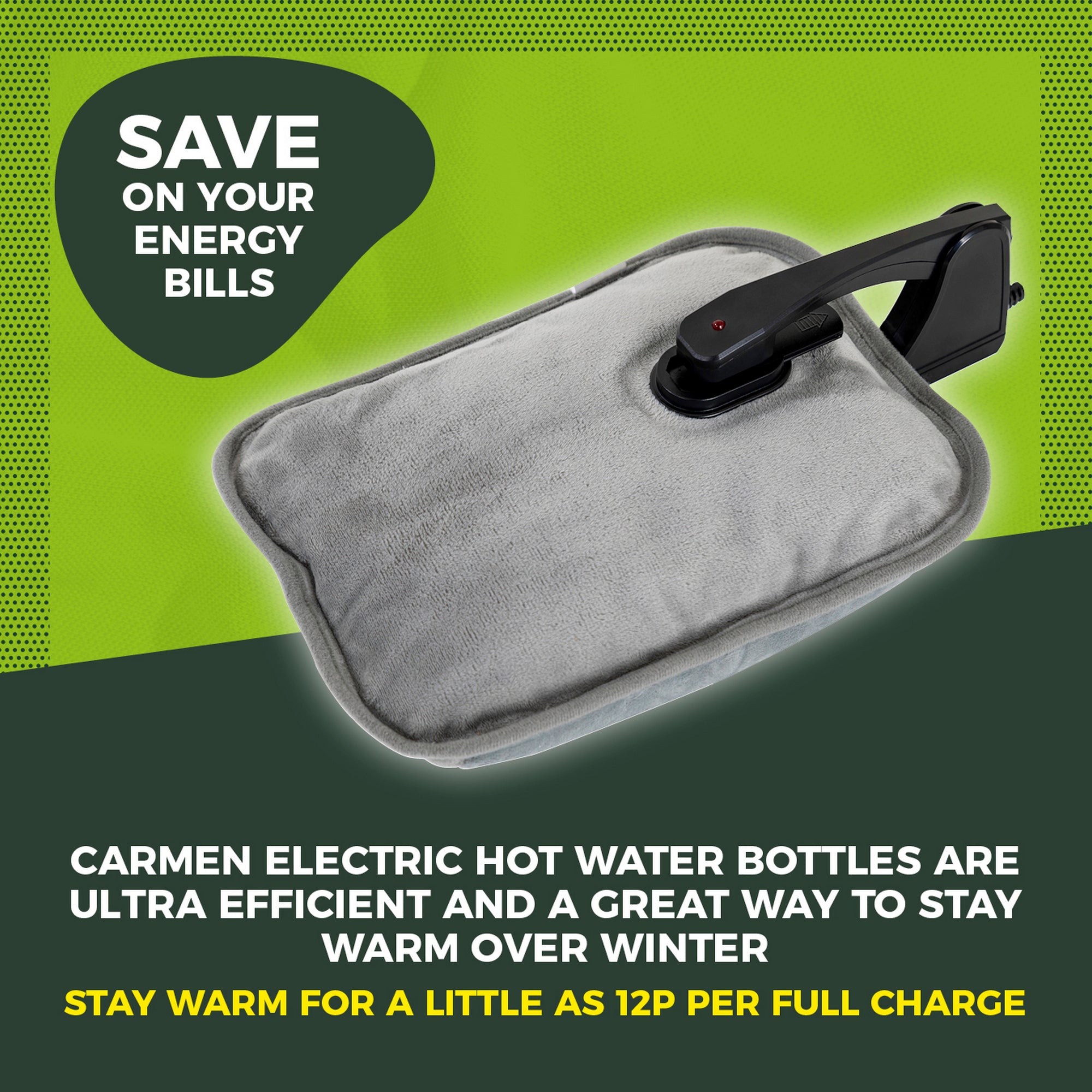 Carmen Rechargeable Hot Water Bottle Grey Info 3