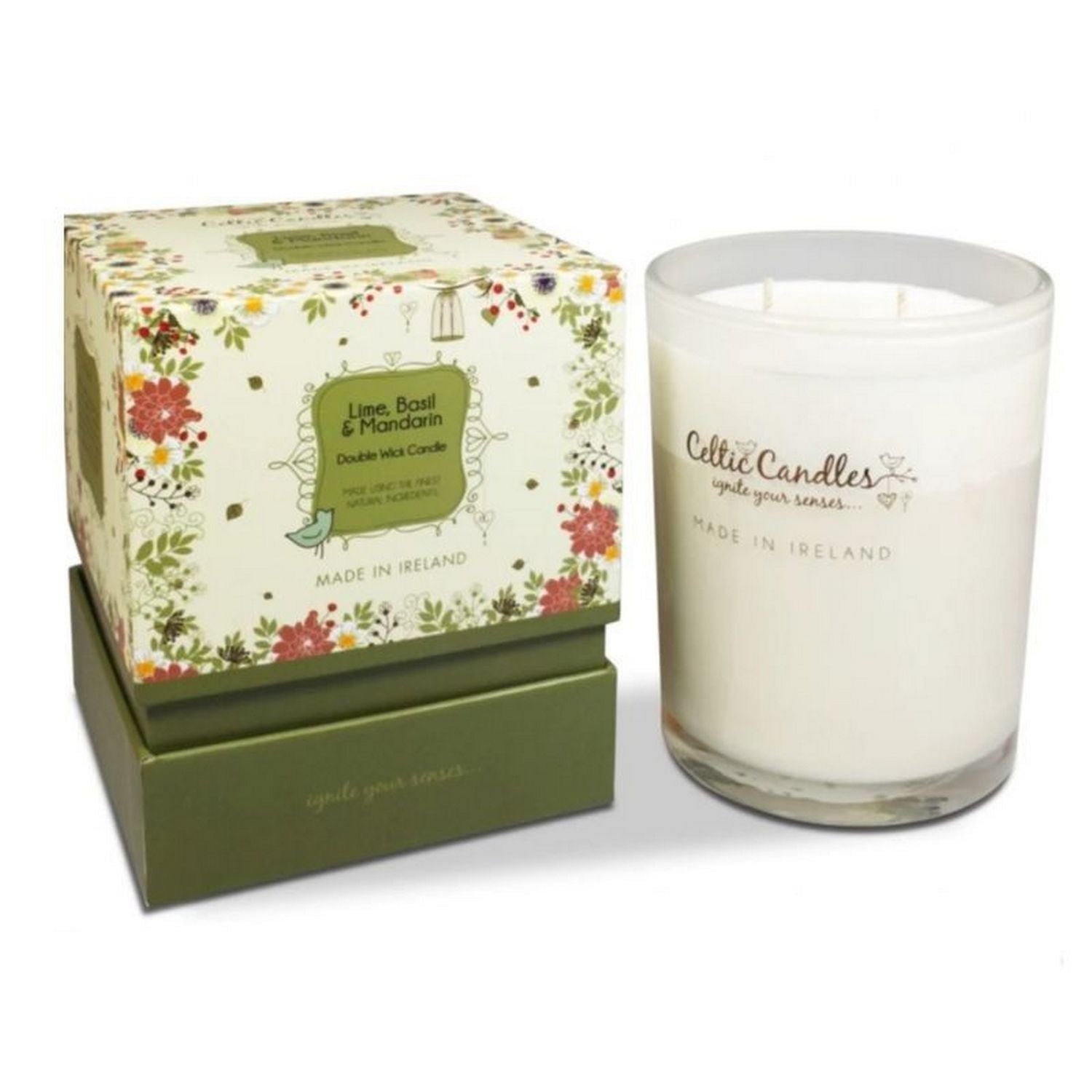 Celtic Candle Double Wick Lime Basil + Mandarin Candle