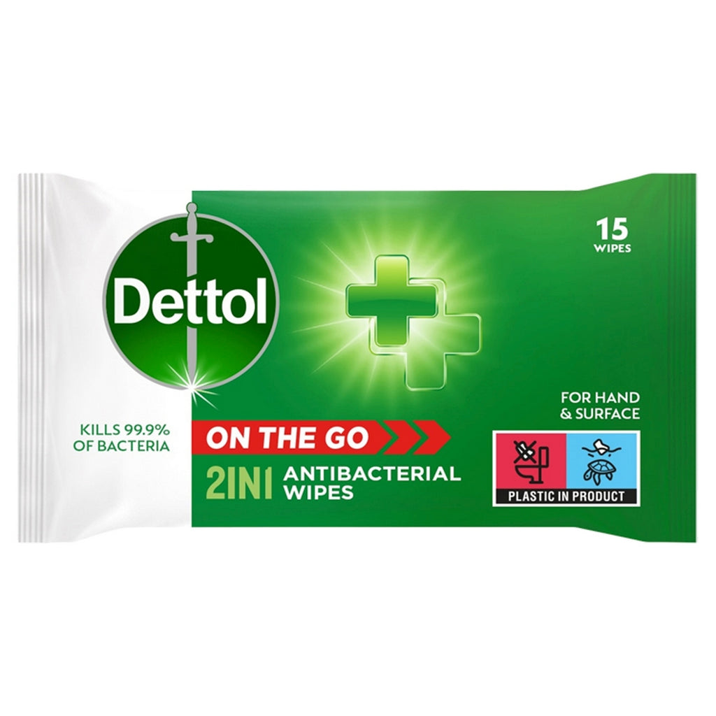 Dettol 2-in-1 Antibacterial Wipes 15's – McCabes Pharmacy