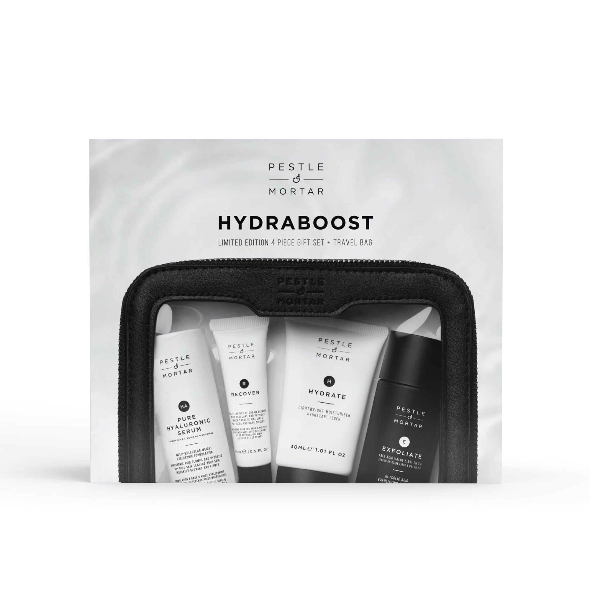 Pestle &amp; Mortar Hydraboost Limited Edition 4 Piece Gift Set + Travel Bag