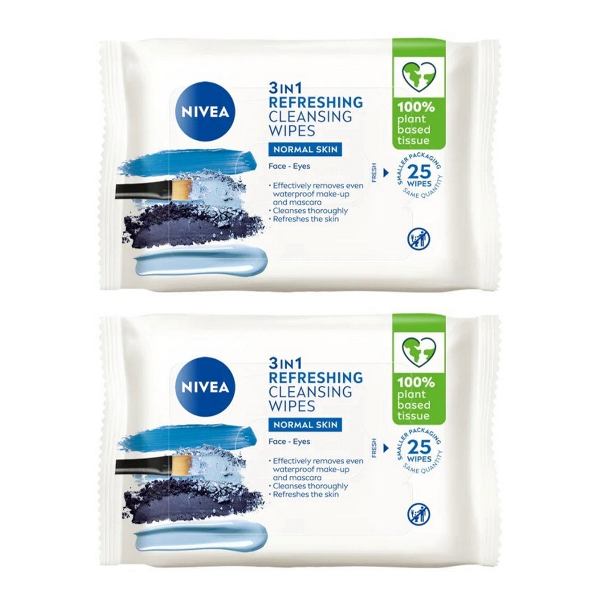 Nivea Normal Skin Biodegradable Wipes 25S Twin Pack
