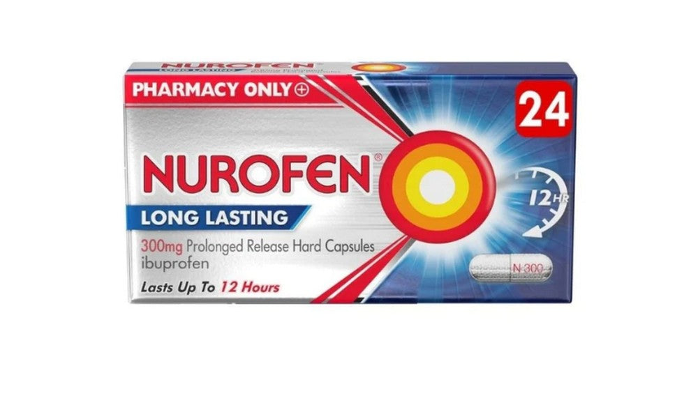 Nurofen Long Lasting Ibuprofen 300mg Prolonged Release Hard Capsules 24&