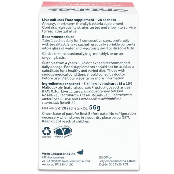 OptiBac Probiotics For a Flat Stomach 28 Sachets Back