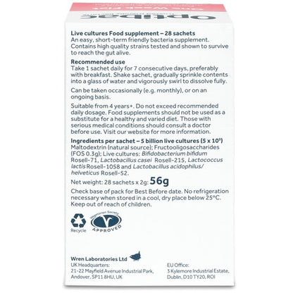 OptiBac Probiotics For a Flat Stomach 28 Sachets Back