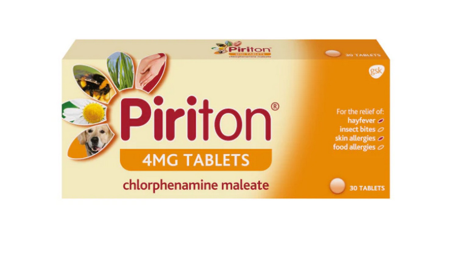 Piriton Allergy Relief Tablets Chlorphenamine 4mg 30s