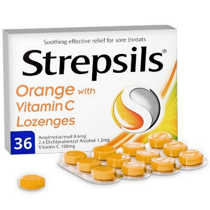 Strepsils Lozenges Orange Vitamin C 36&