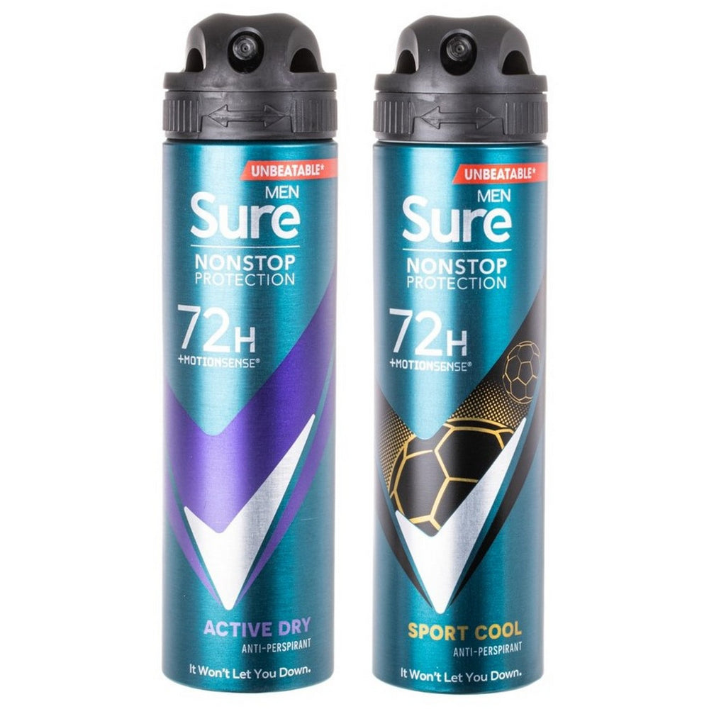 Cool Sure Sure for Men Active Dry + Sport Cool Antiperspirant 150ml Twin Pack ...