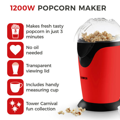Tower 1200W Popcorn Maker Features