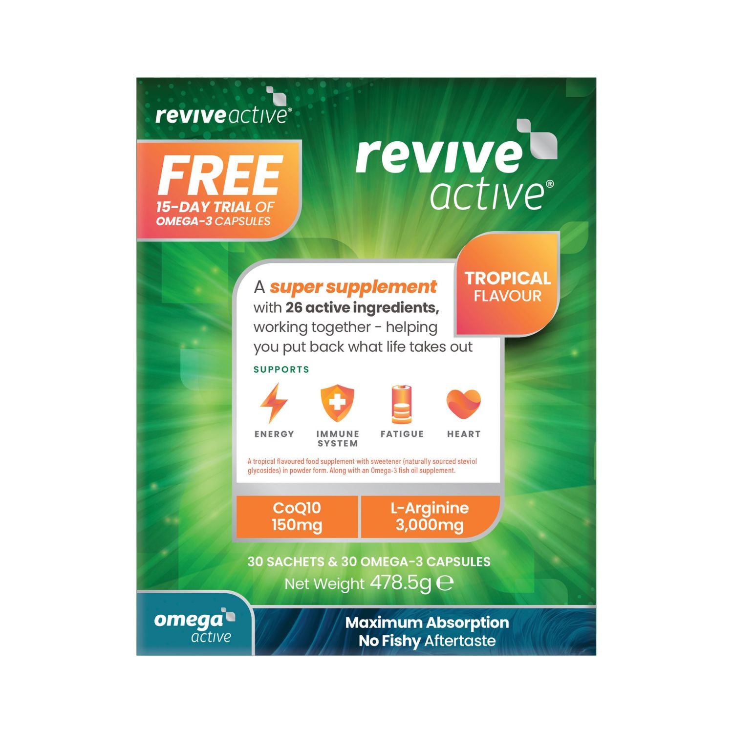Revive Active Tropical – 30 Day Box & Free 15-Day Omega Active
