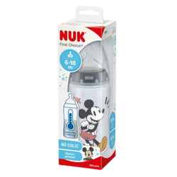 Nuk First Choice+ Mickey Silicone Bottle with Temperature Control - 6–18 Months (300ML)