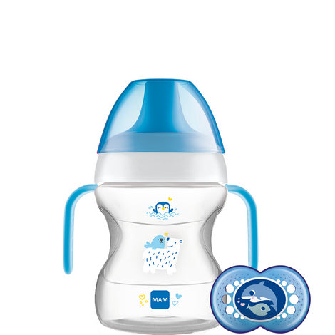 Mam Learn To Drink Cup 190ml  6+ Months &amp; Free Soother - Blue