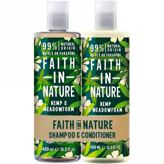 Faith In Nature Shampoo &amp; Conditioner Banded Pack 400ml Hemp and Meadowfoam