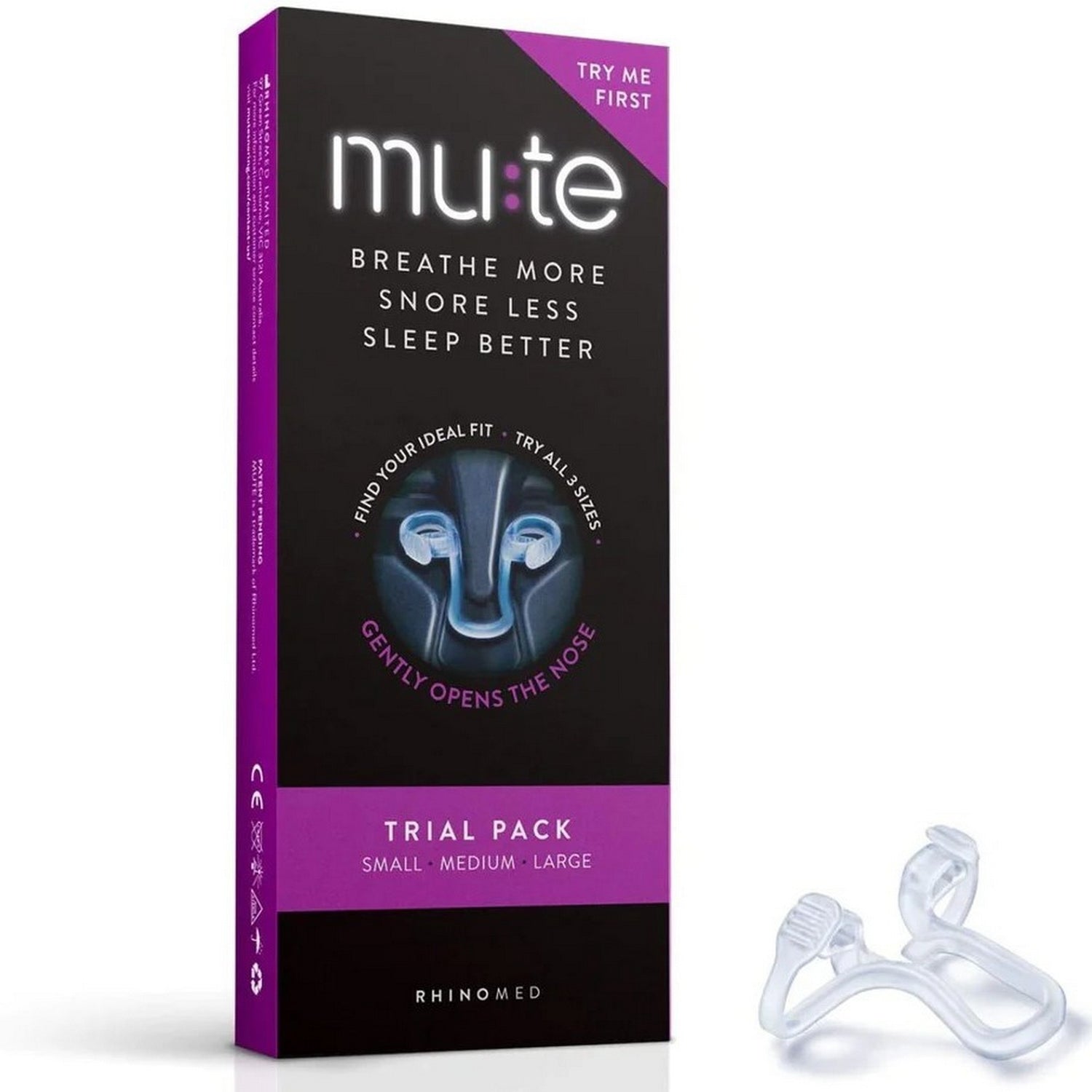 Rhinomed Mute Nasal Dilator For Snoring Reduction - Trial Pack