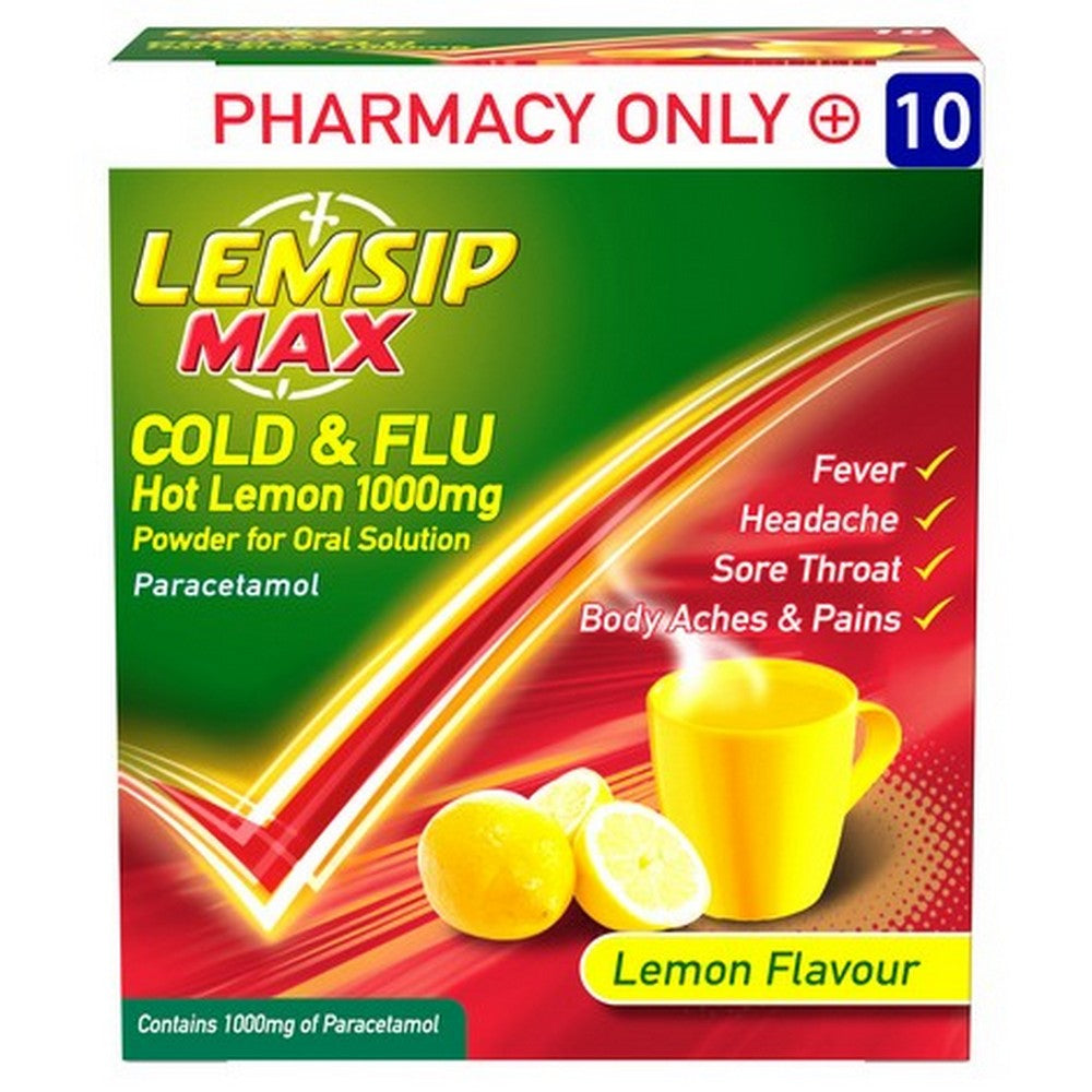 Lemsip Max Cold &amp; Flu 10 Sachets Hot Lemon