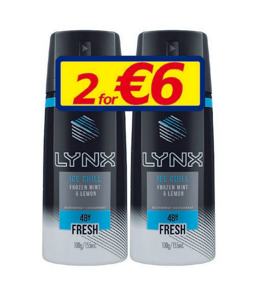 Lynx Deodorant 150Ml Twin Pack Ice Chill