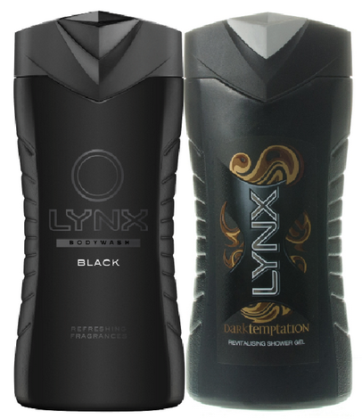 Lynx Shower Gel Twin Pack 225ml Success Dark Temptation + Black