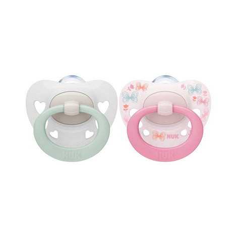 NUK Classic Happy Days Boys Soother with Silicone Teat 0-6 Months Pink