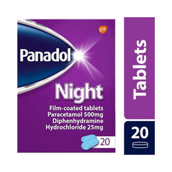 Panadol Night Tablets Paracetamol Diphenhydramine HCl 500mg/25mg 20s (20TABS) Panadol Night Tablets Paracetamol Diphenhydramine HCl 500mg/25mg 20s (20TABS)