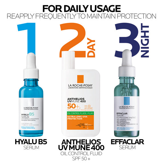 La Roche Posay Anthelios UVMune 400 Oil Control Fluid SPF50+ For Oily and Blemish-Prone Skin 50ml Routine