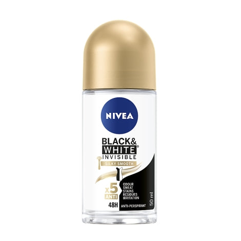 Nivea Black &amp; White Silky Smooth Anti-Perspirant Deodorant Roll On 50ml