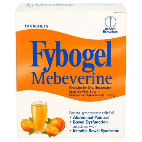 Fybogel Mebeverine Orange Flavour 10 Sachets Front