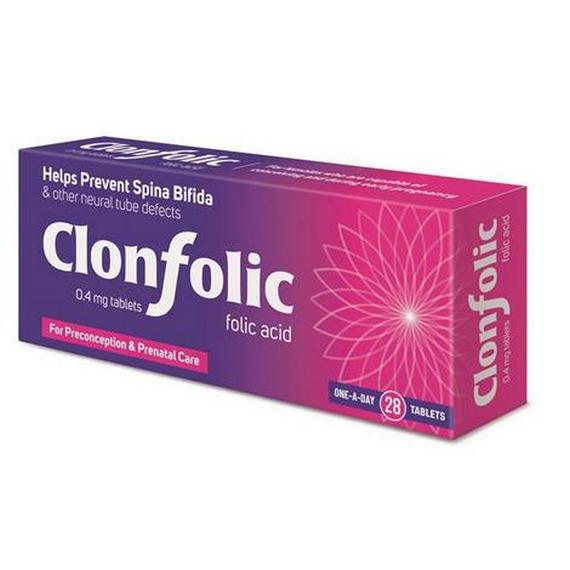 Clonfolic Folic Acid 0.4mg 28 Tablets