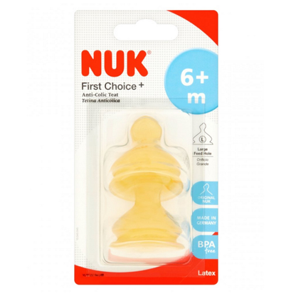 NUK First Choice+ Latex Teat 2 Pack - Size 2 6 Months+ Large