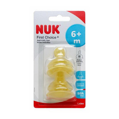 NUK First Choice+ Latex Teat 2 Pack - Size 2 6 Months+ Medium