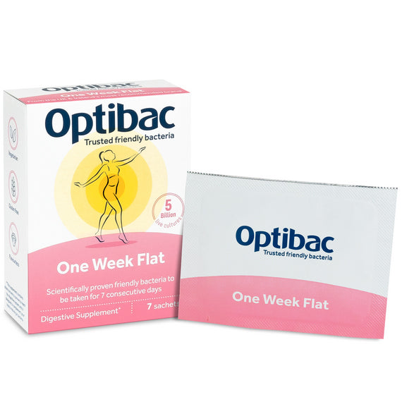 OptiBac Probiotics For a Flat Stomach 7 Sachets Box and Pack
