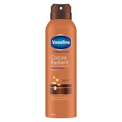 Vaseline Spray &amp; Go Body Moisturiser 190ml Cocoa Radiant