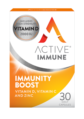 Active Immune Vitamin D, C &amp; Zinc Immunty Boost - 30 Capsules Front