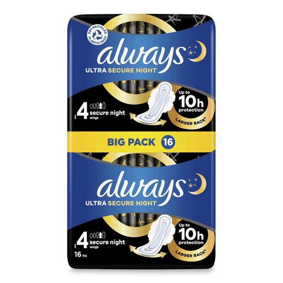 Always Ultra Night Secure Night (Size 4) 16s Pack