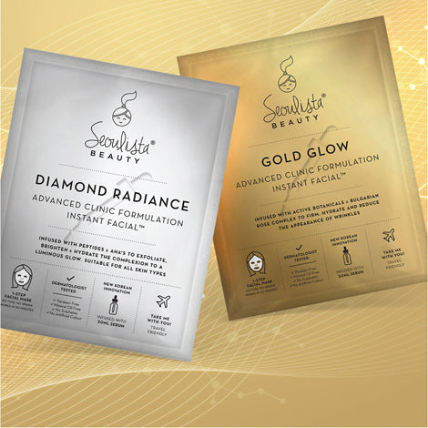 Seoulista Beauty Gold Glow Instant Facial Advanced Clinic Formulation 30ml range