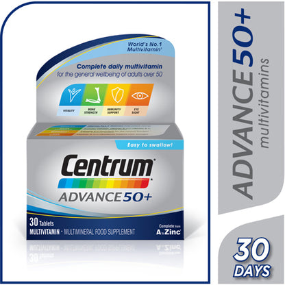 Centrum Advance 50+ Multivitamin Tablets 30s 30 Days