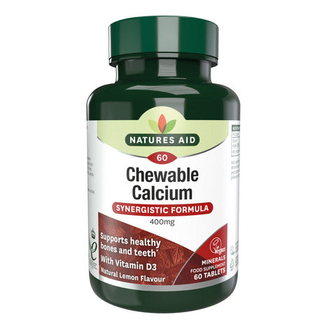 Natures Aid Chewable Calcium 400mg with vitamin D 60 Tablets
