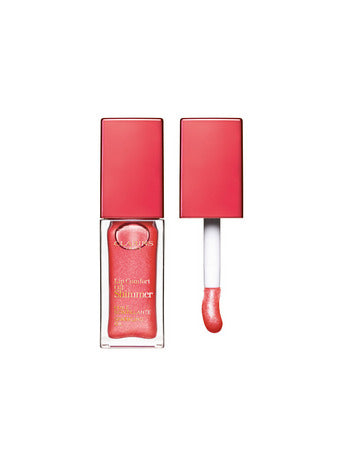 Clarins Lip Comfort Shimmer Oil 7Ml Pop Coral White Background