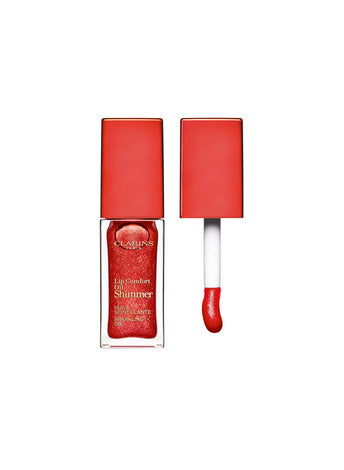 Clarins Lip Comfort Shimmer Oil 7Ml Red Hot White Background