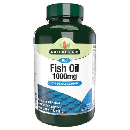Natures Aid Fish Oil 1000mg (Omega-3)-180 Softgels