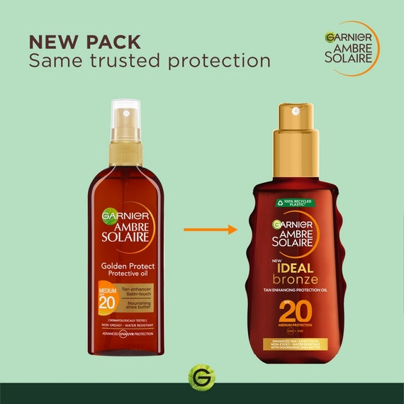 Garnier Ambre Solaire Ideal Bronze Tan Enhancing Protection Oil SPF20 150ml-packaging