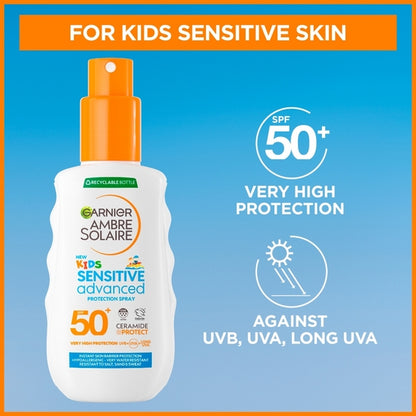 Garnier Ambre Solaire Kids SPF 50+ Sensitive Advanced Sun Protection Spray 175ml  Strength